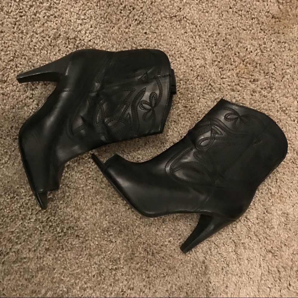 Black Open Toe Booties